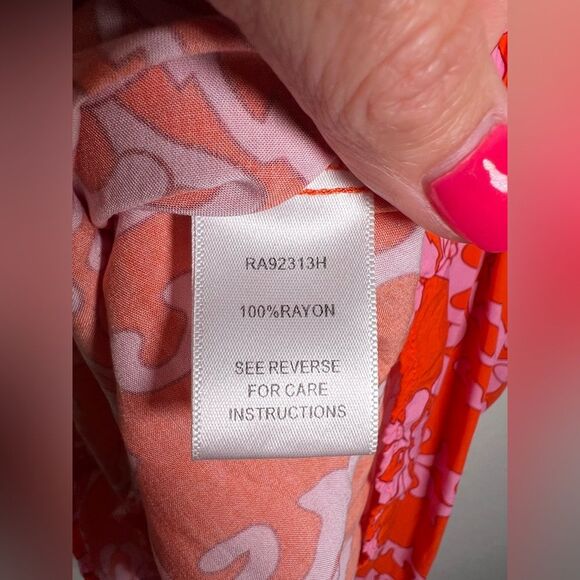 Aakaa orange and pink flowy romper 🌺 cover-up 🌺 excellent condition 🌺 small - Picture 7 of 9